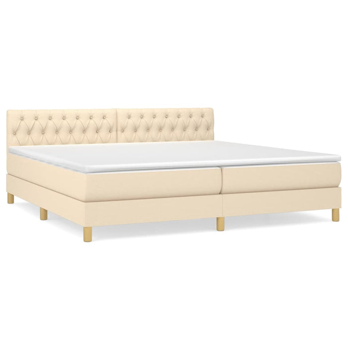Pat box spring cu saltea, crem, 200x200 cm, textil - WALTI WALTI