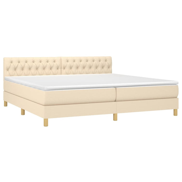 Pat box spring cu saltea, crem, 200x200 cm, textil - WALTI WALTI