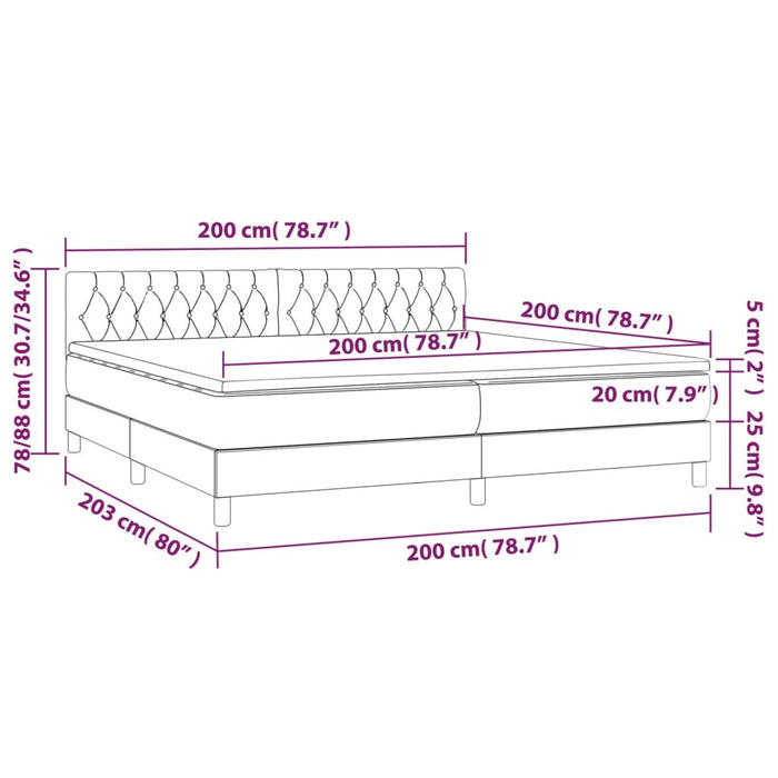 Pat box spring cu saltea, albastru, 200x200 cm, textil - WALTI WALTI