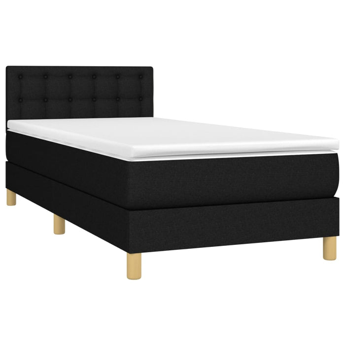 Pat box spring cu saltea, negru, 80x200 cm, textil - WALTI WALTI