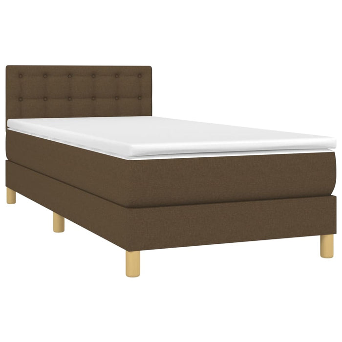 Pat box spring cu saltea, maro închis, 80x200 cm, textil WALTI
