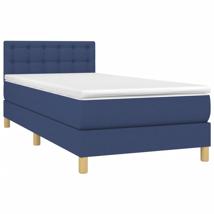 Pat box spring cu saltea, albastru, 80x200 cm, textil - WALTI WALTI