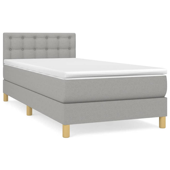 Pat box spring cu saltea, gri deschis, 90x200 cm, textil - WALTI WALTI