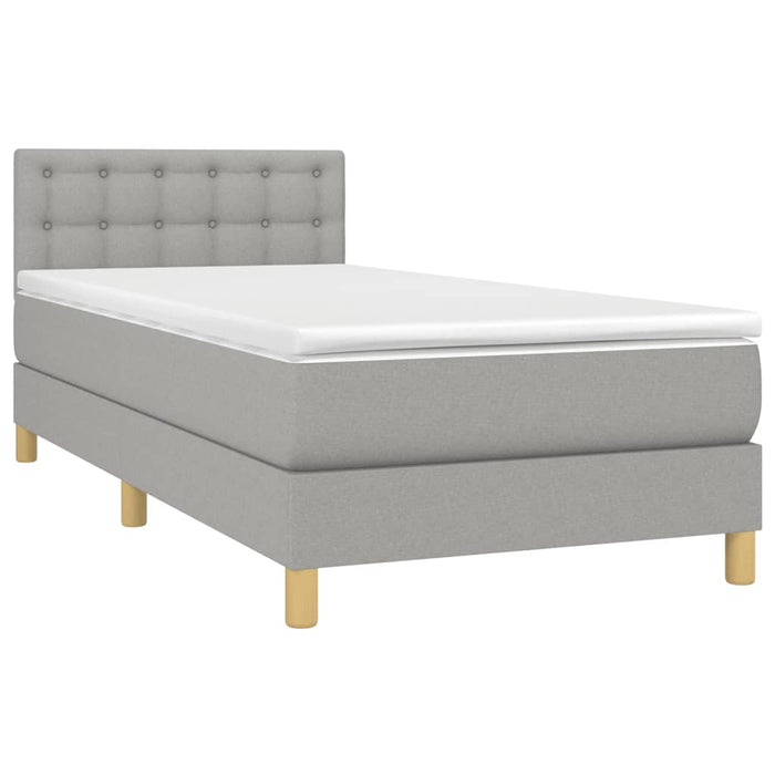 Pat box spring cu saltea, gri deschis, 90x200 cm, textil - WALTI WALTI