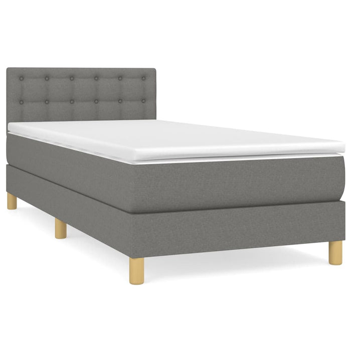 Pat box spring cu saltea, gri închis, 90x200 cm, textil - WALTI WALTI