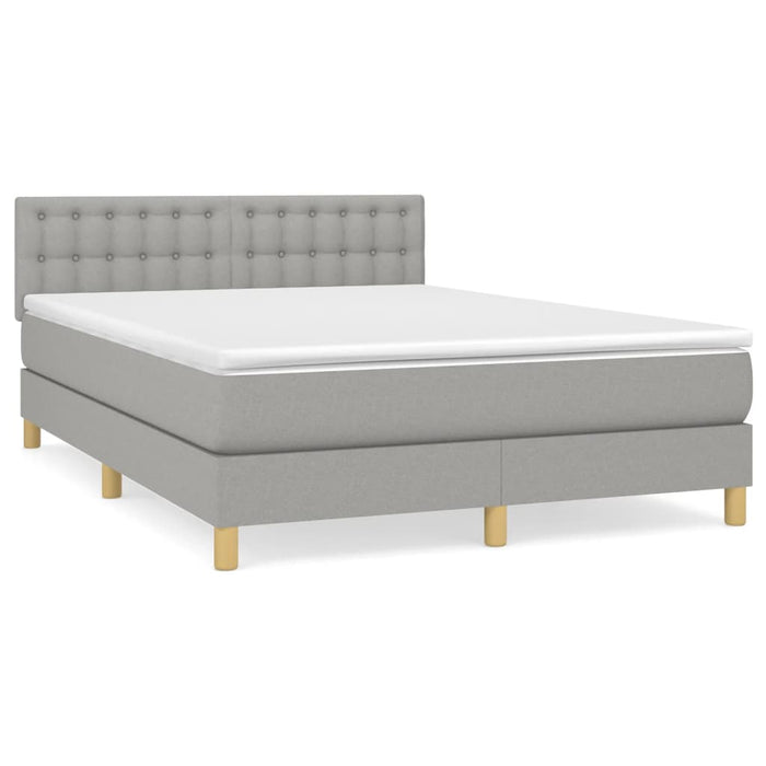 Pat box spring cu saltea, gri deschis, 140x190 cm, textil - WALTI WALTI