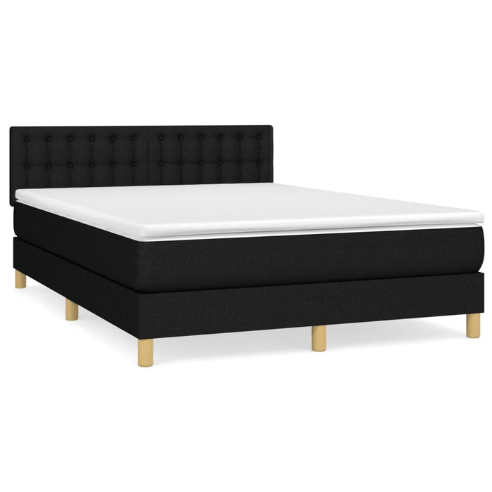 Pat box spring cu saltea, negru, 140x190 cm, textil - WALTI WALTI