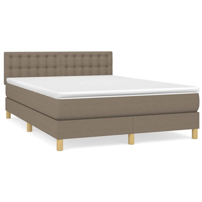 Pat box spring cu saltea, gri taupe, 140x200 cm, textil - WALTI WALTI