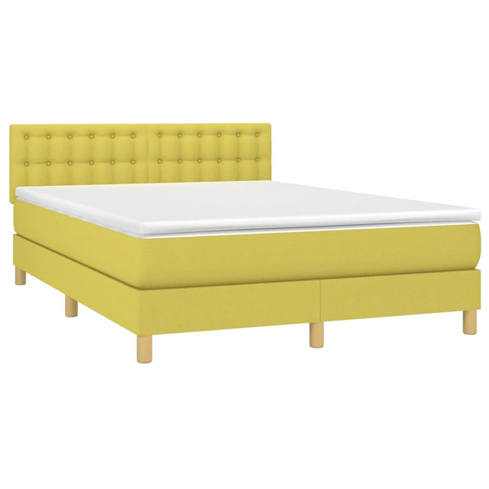 Pat box spring cu saltea, verde, 140x200 cm, textil WALTI
