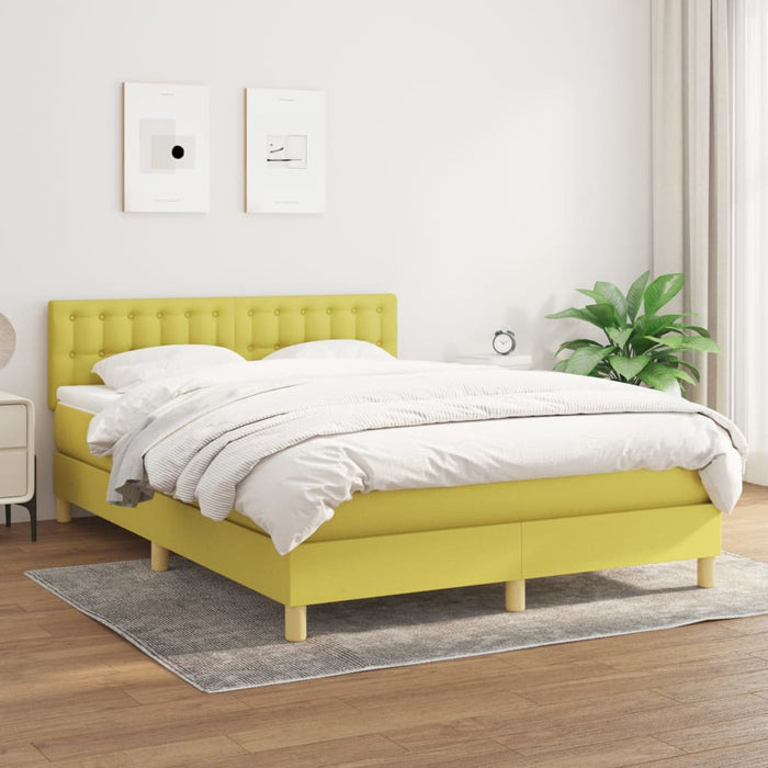 Pat box spring cu saltea, verde, 140x200 cm, textil WALTI