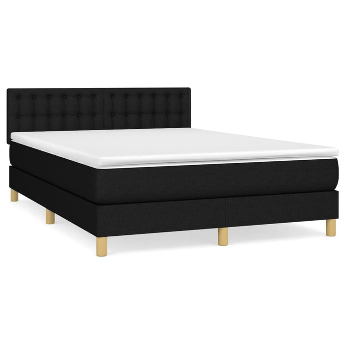 Pat box spring cu saltea, negru, 140x200 cm, textil - WALTI WALTI