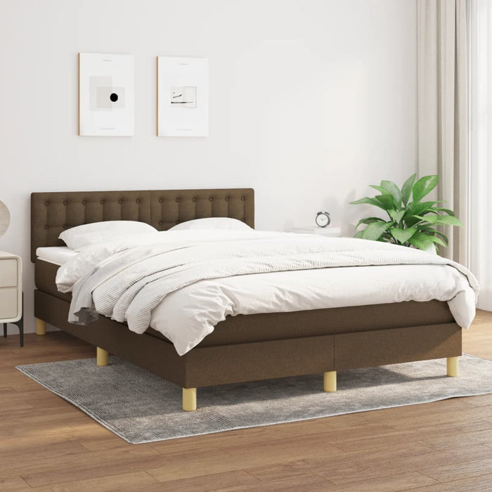Pat continental cu saltea, maro închis, 140x200 cm, textil - WALTI WALTI