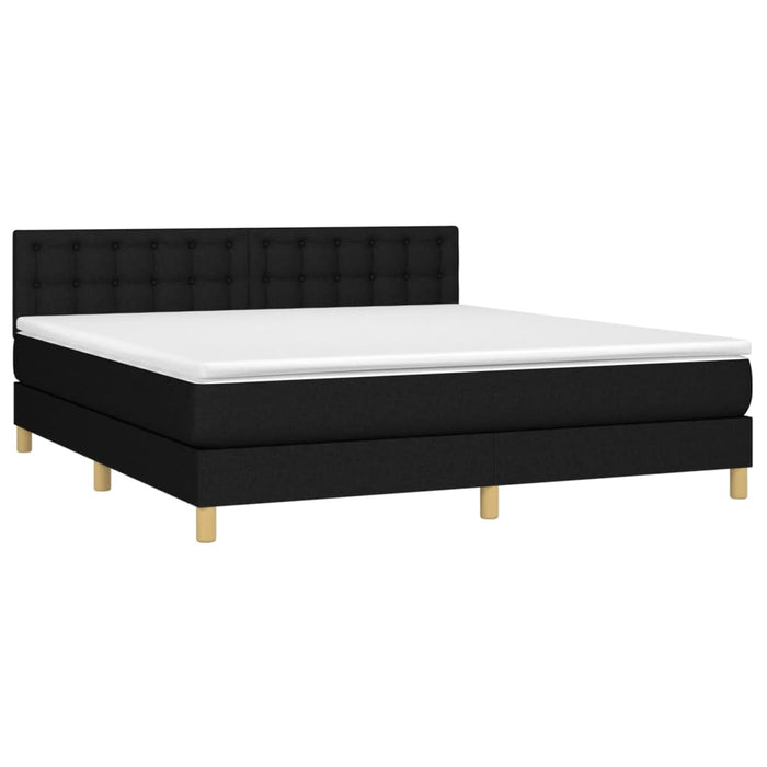 Pat box spring cu saltea, negru, 160x200 cm, textil - WALTI WALTI