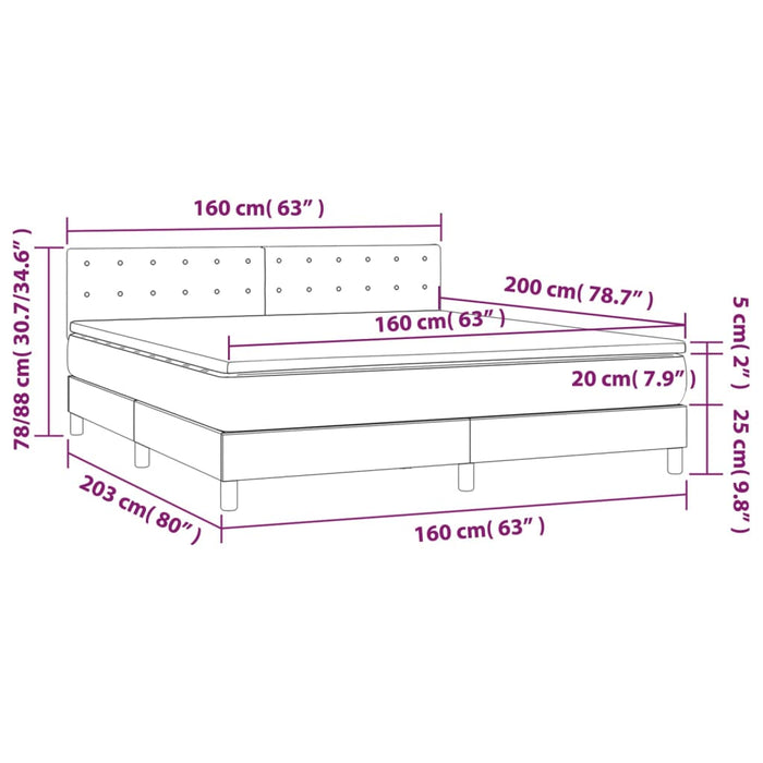 Pat box spring cu saltea, maro închis, 160x200 cm, textil WALTI