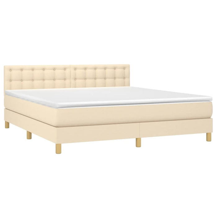 Pat box spring cu saltea, crem, 160x200 cm, material textil - WALTI WALTI