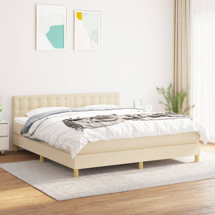 Pat continental cu saltea, crem, 180x200 cm, textil - WALTI WALTI