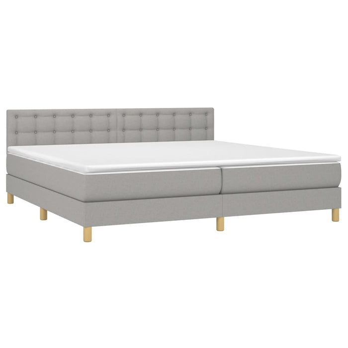 Pat box spring cu saltea, gri deschis, 200x200 cm, textil - WALTI WALTI