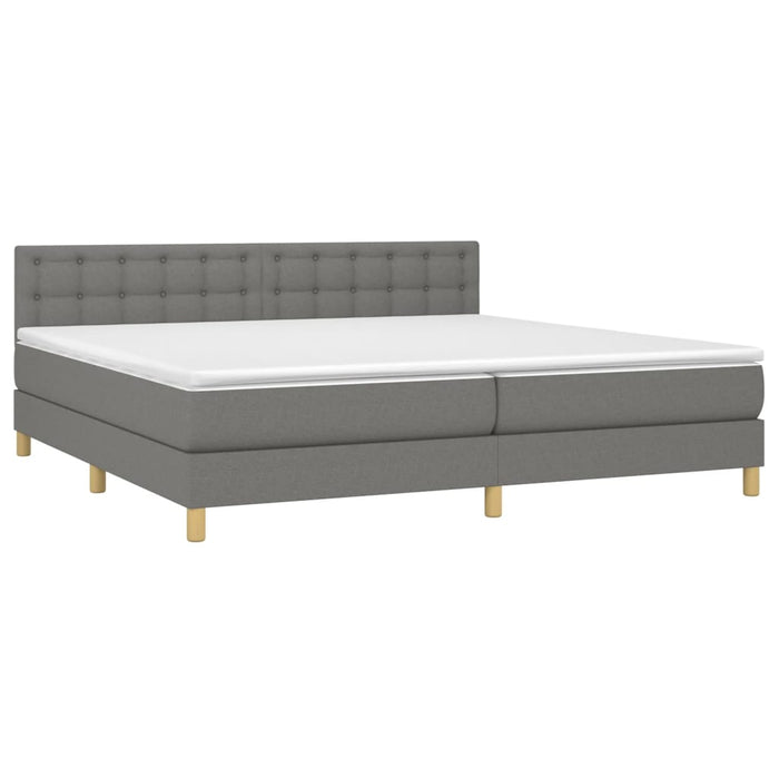 Pat box spring cu saltea, gri închis, 200x200 cm, textil - WALTI WALTI