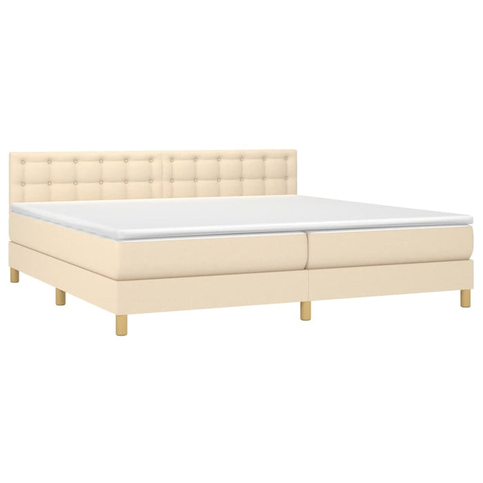 Pat box spring cu saltea, crem, 200x200 cm, textil - WALTI WALTI
