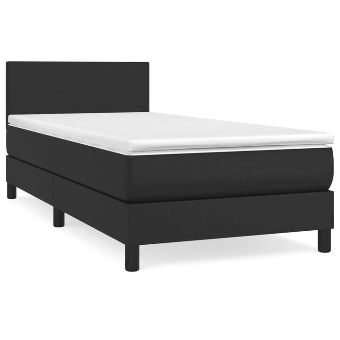 Pat box spring cu saltea, negru, 90x190 cm, piele ecologică - WALTI WALTI