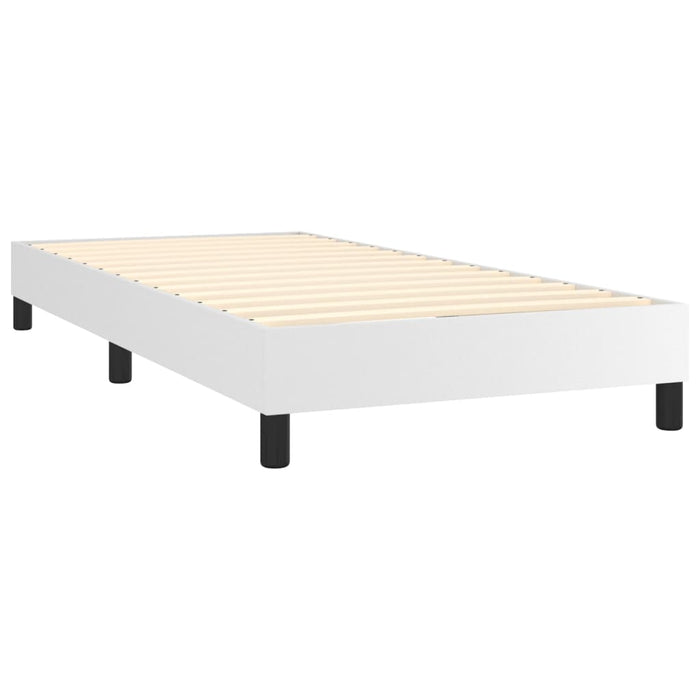 Pat box spring cu saltea, alb, 90x200 cm, piele ecologică WALTI