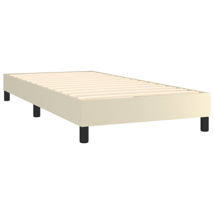 Pat box spring cu saltea, crem, 100x200 cm, piele ecologică - WALTI WALTI