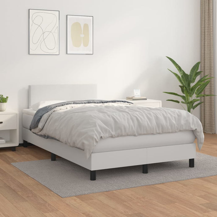 Pat box spring cu saltea, alb, 120x200 cm, piele ecologică - WALTI WALTI