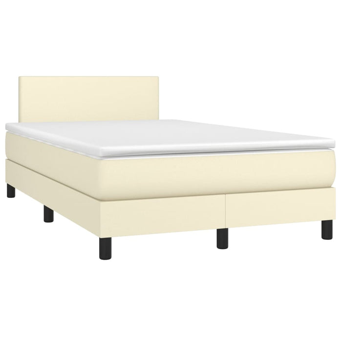 Pat box spring cu saltea, crem, 120x200 cm, piele ecologică WALTI