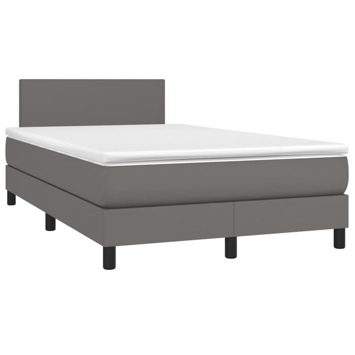 Pat box spring cu saltea, gri, 120x200 cm, piele ecologică - WALTI WALTI