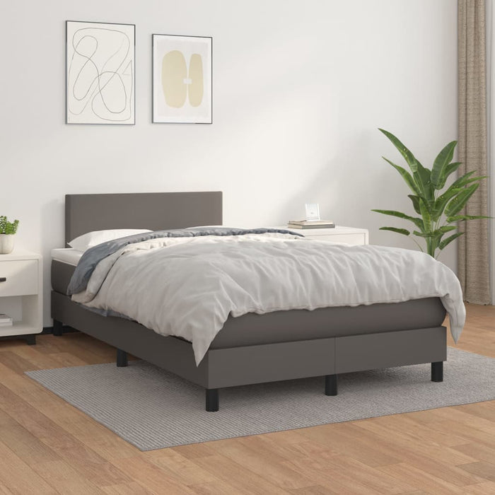 Pat box spring cu saltea, gri, 120x200 cm, piele ecologică - WALTI WALTI