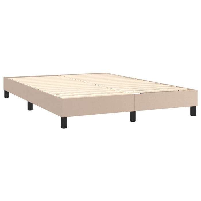 Pat box spring cu saltea, cappuccino, 140x200cm piele ecologică - WALTI WALTI