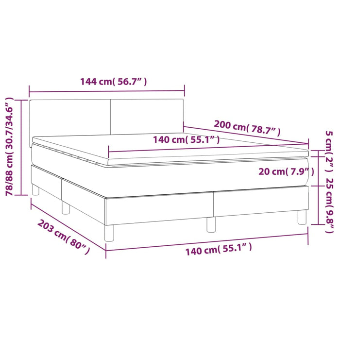 Pat box spring cu saltea, cappuccino, 140x200cm piele ecologică - WALTI WALTI