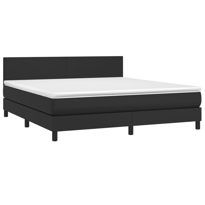 Pat box spring cu saltea, negru, 160x200 cm, piele ecologică - WALTI WALTI
