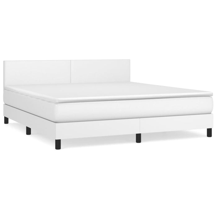 Pat box spring cu saltea, alb, 160x200 cm, piele ecologică - WALTI WALTI