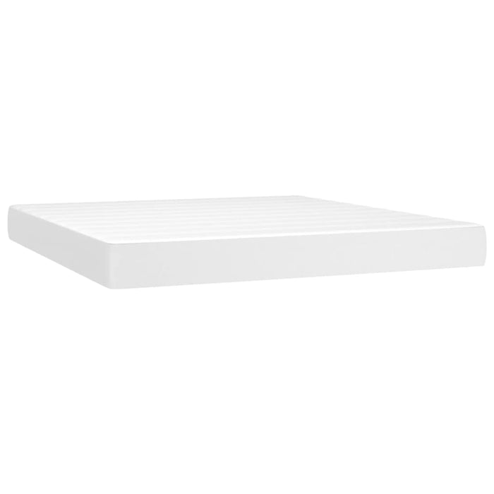 Pat box spring cu saltea, alb, 160x200 cm, piele ecologică - WALTI WALTI
