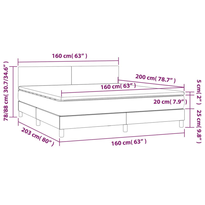 Pat box spring cu saltea, crem, 160x200 cm, piele ecologică WALTI