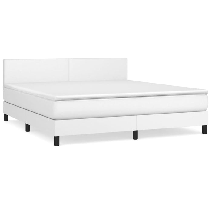Pat box spring cu saltea, alb, 180x200 cm, piele ecologică - WALTI WALTI