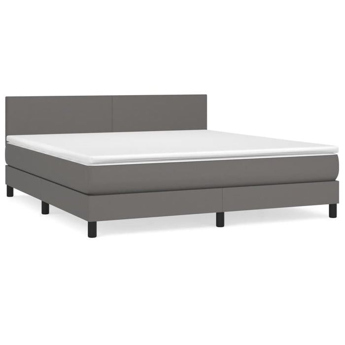 Pat box spring cu saltea, gri, 180x200 cm, piele ecologică - WALTI WALTI