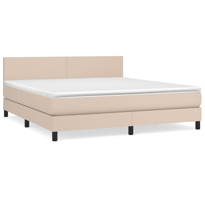 Pat box spring cu saltea, cappuccino, 180x200cm piele ecologică - WALTI WALTI