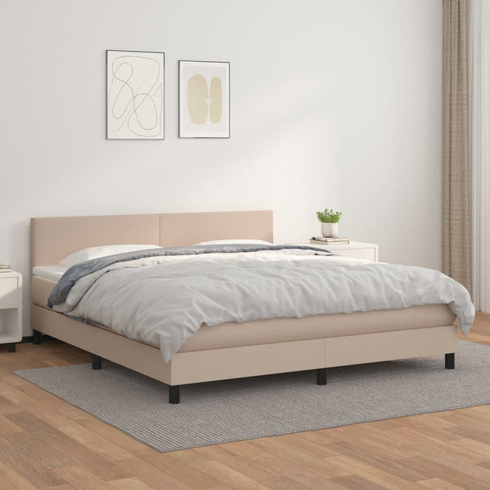 Pat box spring cu saltea, cappuccino, 180x200cm piele ecologică - WALTI WALTI