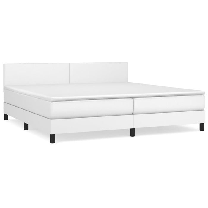 Pat box spring cu saltea, alb, 200x200 cm, piele ecologică - WALTI WALTI