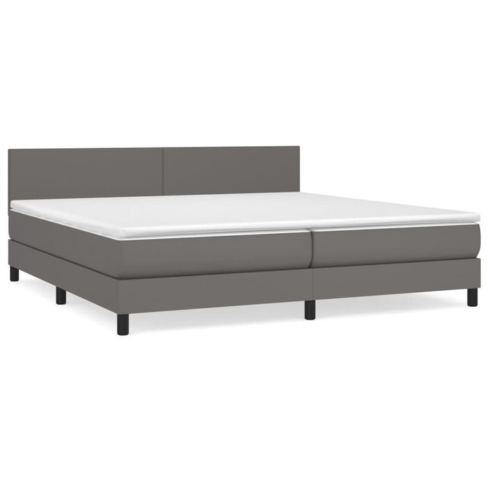 Pat box spring cu saltea, gri, 200x200 cm, piele ecologică - WALTI WALTI