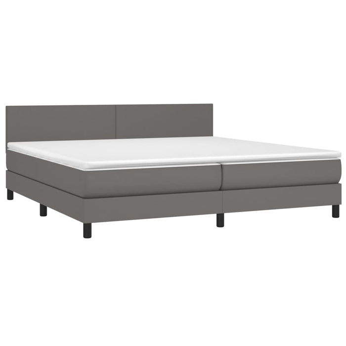 Pat box spring cu saltea, gri, 200x200 cm, piele ecologică - WALTI WALTI