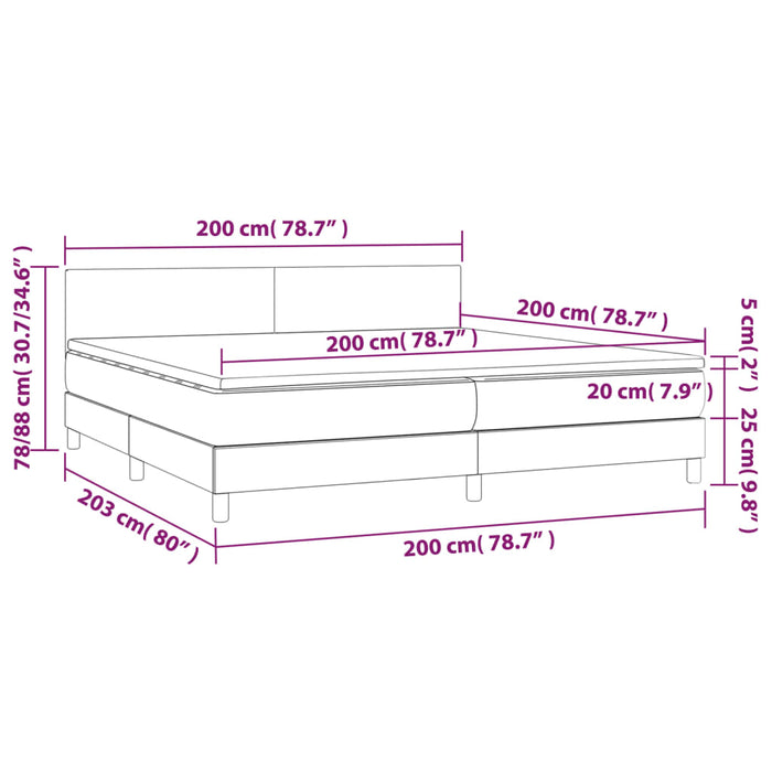 Pat continental cu saltea, cappuccino, 200x200 cm, piele eco - WALTI WALTI