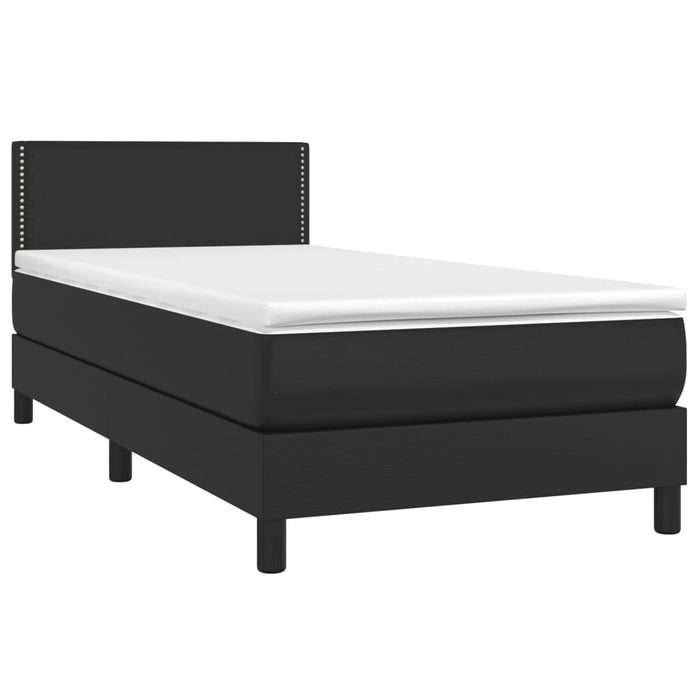 Pat box spring cu saltea, negru, 80x200 cm, piele ecologică WALTI