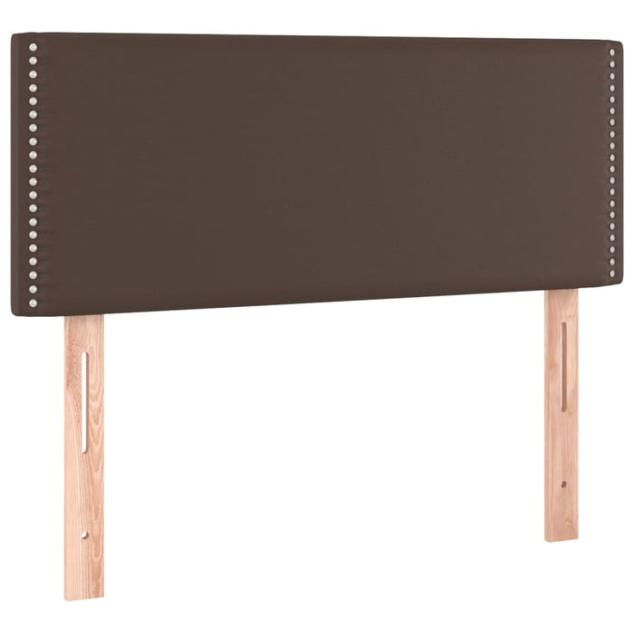 Pat box spring cu saltea, maro, 90x190 cm, piele ecologică WALTI