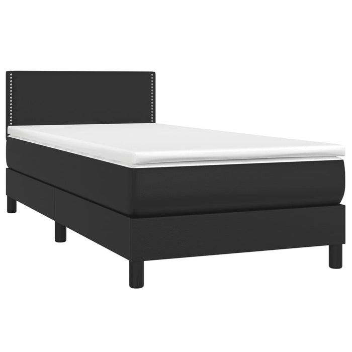 Pat box spring cu saltea, negru, 100x200 cm, piele ecologică - WALTI WALTI