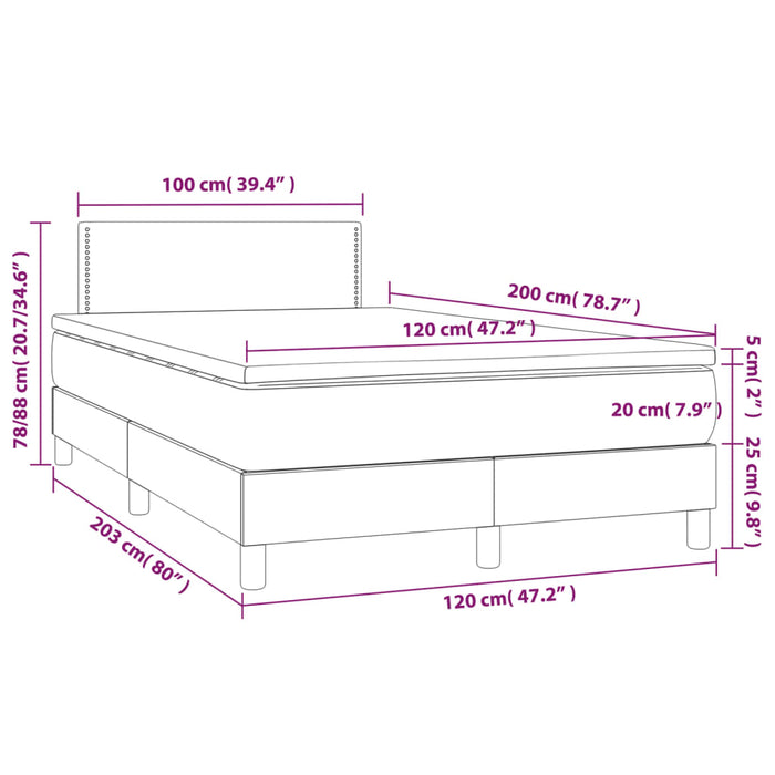 Pat box spring cu saltea, alb, 120x200 cm, piele ecologică - WALTI WALTI