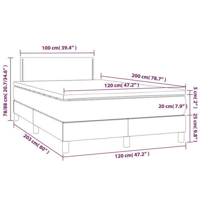Pat box spring cu saltea, gri, 120x200 cm, piele ecologică - WALTI WALTI