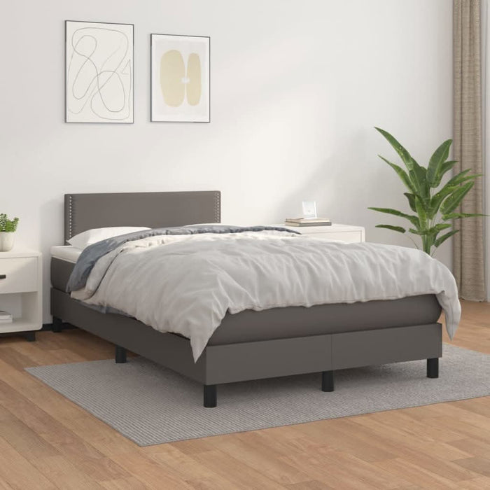 Pat box spring cu saltea, gri, 120x200 cm, piele ecologică - WALTI WALTI